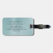 Blue Brushed Metal Monogram Name Script Bagagelabel (Achterkant horizontaal)