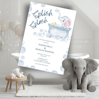 Blue Bubble Bath Animal Baby Shower Kaart