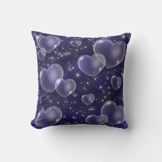 Blue Bubble Hearts Cute Girly Kussen (Voorkant)