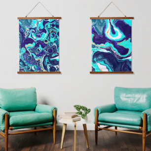 Blue Bubbles Digital Fluid Art die tapijt kan trek Hangend Wandkleed