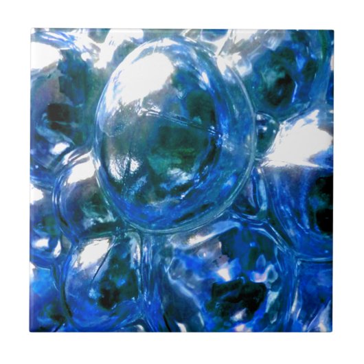 Blue Bubbles Glass Silver Sound personaliseren het Tegeltje (Voorkant)