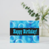 Blue Bubbles Happy Birthday Briefkaart (Staand voorkant)