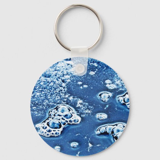 Blue Bubbles Ice en Water Abstracte Sleutelhanger (Voorkant)