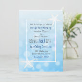 Blue Bubbles Starfish Plage Mariage Invitations (Debout devant)