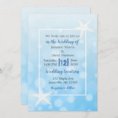 Blue Bubbles Starfish Plage Mariage Invitations (Devant / Derrière)