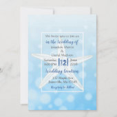 Blue Bubbles Starfish Plage Mariage Invitations (Devant)