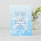 Blue Bubbles Starfish Plage Mariage Invitations (Debout devant)