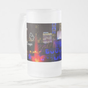 Blue Buckingham Fountain Frosted Glass Mok