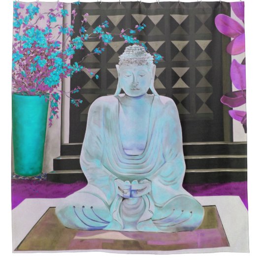 Blue Buddha Shower Curtain Douchegordijn (Voorkant)