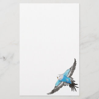Blue Budgerigar Paraket Stationery Briefpapier