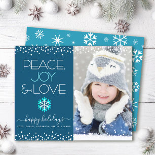 Blue Budget Holiday Peace Joy Love Foto vet Kaart