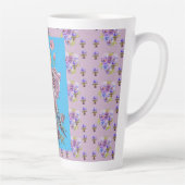 Blue Budgie Aquarelle florale Dames Latte Mug (Droite)