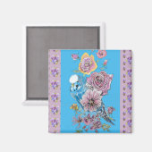 Blue Budgie Aquarelle florale Dames Magnet (Recto/Verso)