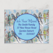 Blue Budgie Art New Address Briefkaart dat we verp (Voorkant)