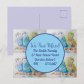 Blue Budgie Art Nouvelle Adresse Carte Postale Nou (Devant / Derrière)