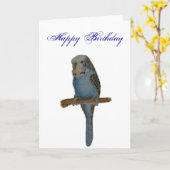 Blue Budgie Kaart (Gele Bloem)