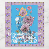 Blue Budgie Lilac fleurie Mariage Vin Étiquette bo (Étiquettes simples)