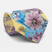 Blue Budgie Pink Rose Floral Pattern Socks Stropdas (Opgerold)