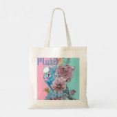 Blue Budgie Roos Flower floral Canvas tas (Achterkant)