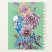 Blue Budgie Roos Waterverf Green Bird Planner (Achterkant)