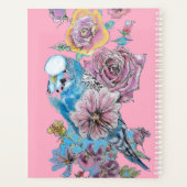 Blue Budgie Roos Waterverf Pink Bird Planner (Achterkant)