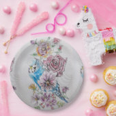 Blue Budgie & Rozen Art Birthday Party Paper Bord (Feest)