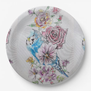 Blue Budgie & Rozen Art Birthday Party Paper Bord