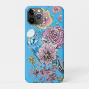 Blue Budgie Waterverf floral iPhone iPhone 11 Pro Hoesje