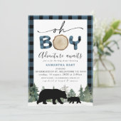Blue Buffalo Check Lumberjack Baby shower Kaart (Staand voorkant)