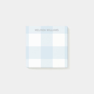 Blue Buffalo Check Pattern Monogramed Name 3x3 Post-it® Notes