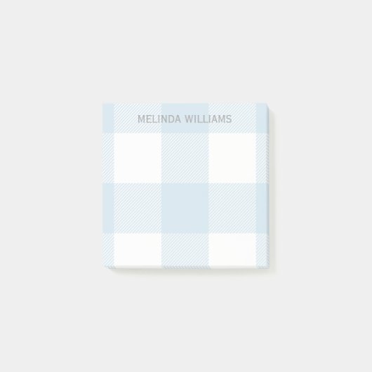 Blue Buffalo Check Pattern Monogramed Name 3x3 Post-it® Notes (Voorkant)