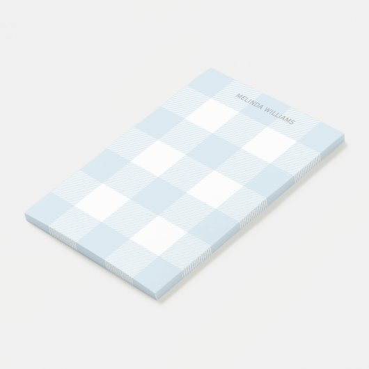 Blue Buffalo Check Pattern Monogramed Name 4x6 Post-it® Notes (Schuin)