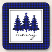 Blue Buffalo Check Pine Trees Bier Onderzetter (Voorkant)