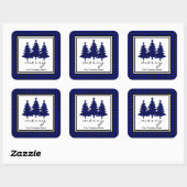 Blue Buffalo Check Pine Trees Company Vierkante Sticker (Vel)