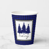 Blue Buffalo Check Pine Trees Paper Cups Papieren Bekers (Voorkant)