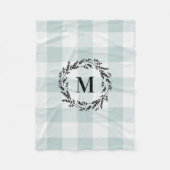 Blue Buffalo Check Wreath Monogram | Boerderij Fleece Deken (Voorkant)