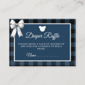 Blue Buffalo Plaid Bear Diaper Raffle Informatiekaartje (Voorkant)