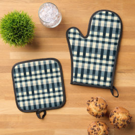 Blue Buffalo Plaid Boerderij Keuken Essentials Ovenwant & Pannenlap Set