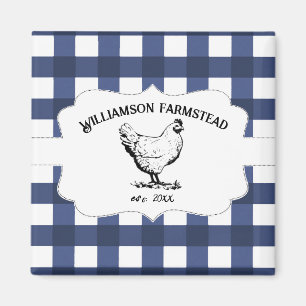 Blue Buffalo Plaid Boerderij Kipmagneet Magneet