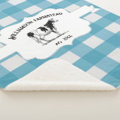 Blue Buffalo Plaid Farm Cow Sherpa Blanche (3/4)