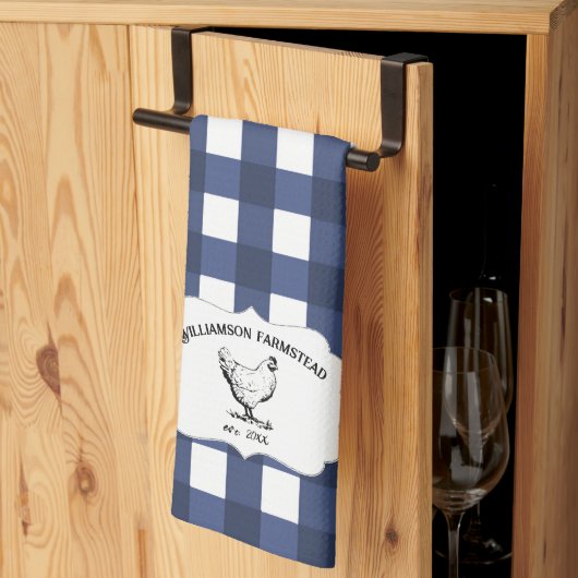 Blue Buffalo Plaid Farm Picken Serviette de cuisin (Pliage en tiers)