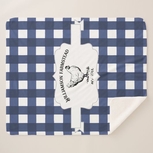 Blue Buffalo Plaid Farm Poulet Sherpa Blanche (Devant (Horizontal))