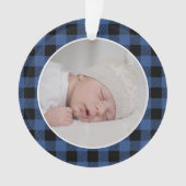 BLUE BUFFALO PLAID NAME Photo Christmas Keepsake (devant)
