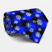 Blue Buffalo Plaid Sneeuwvlokken Kerstmis Stropdas (Opgerold)