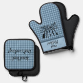 Blue Buffalo Plaid Vaderdag - Chefs Ovenwant & Pannenlap Set (Voorkant / Achterkant)