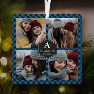 Blue Buffalo Pset Lumberjack Family Photo Collage Metalen Ornament