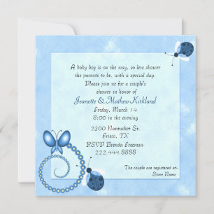 Blue Bugs Couple's Baby shower Invitation Kaart