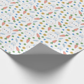 Blue Bunnies Carrots Spring Easter Pattern Cadeaupapier (Hoek)