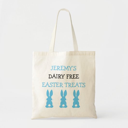 Blue Bunnies Food Allergy Personalized Easter Tote Bag (Voorkant)