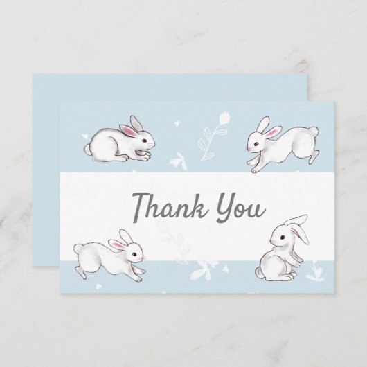 Blue Bunnies Merci Cartes de notes (Devant / Derrière)